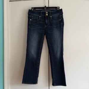American Eagle Artist Crop Jeans Dark Wash Super Stretch Size 2 Regular